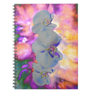 Caderno Espiral Orquídeas florais tropicais abstrato