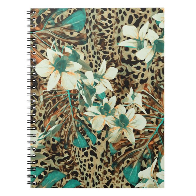 Caderno Espiral Orquídeas - Ilustração Sem Costura Floral (Frente)