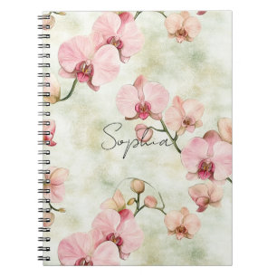 Caderno Espiral Orquídeas Rosa bonito