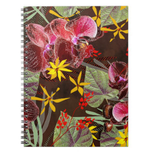 Caderno Espiral Orquídeas vermelhas.
