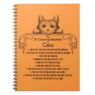 Caderno Espiral Os 10 mandamentos dos gatos engraçados