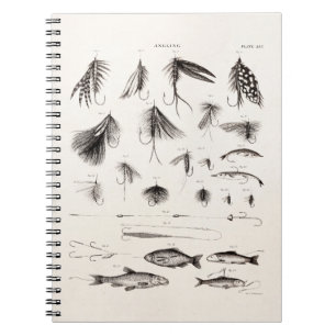 Caderno Espiral Os 1800s do vintage que dobram a pesca com mosca