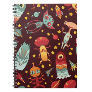 Caderno Espiral Os aliens de desenho possuem um padrão perfeito.