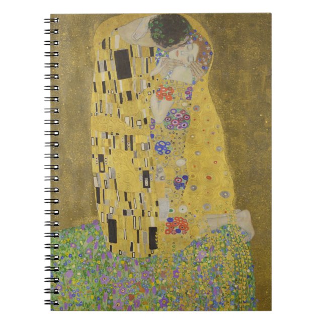 Caderno Espiral Os amantes beijando o abraço de Gustav Klimt (Frente)
