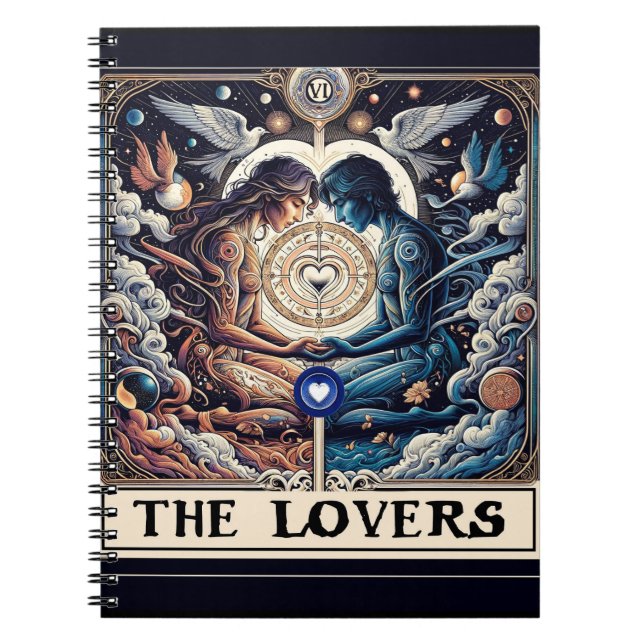 Caderno Espiral Os Amantes Tarot Celestial Homem & Mulher Almas Gê (Frente)