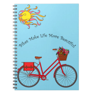 Caderno Espiral Os Bikes Tornam A Vida Mais Bonita - Vermelho
