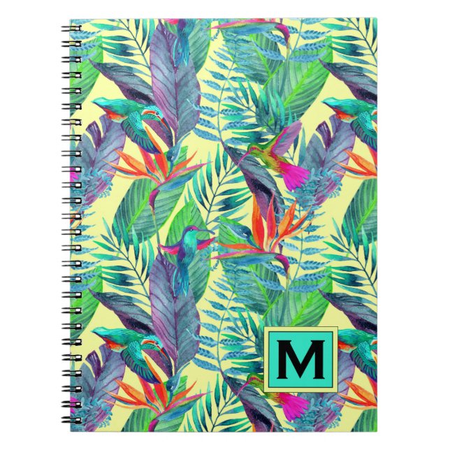 Caderno Espiral Os colibris da aguarela | adicionam sua inicial (Frente)