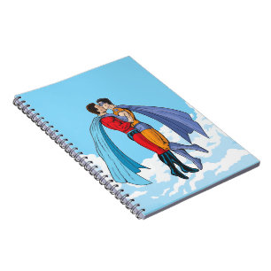 Caderno Espiral Os dois super-heróis de Slipperyjoe beijando perso