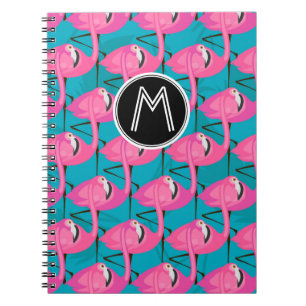 Caderno Espiral Os flamingos de néon   adicionam sua inicial