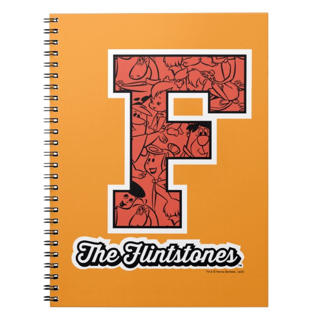 Caderno Espiral Os Flintstones | Monograma de estilo colegial (Frente)