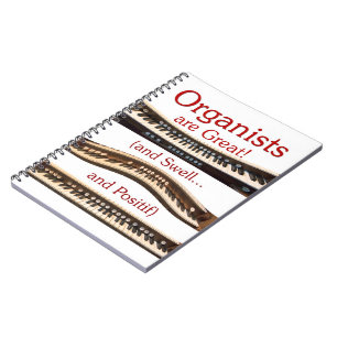 Caderno Espiral Os organistas são grandes - letras vermelhas