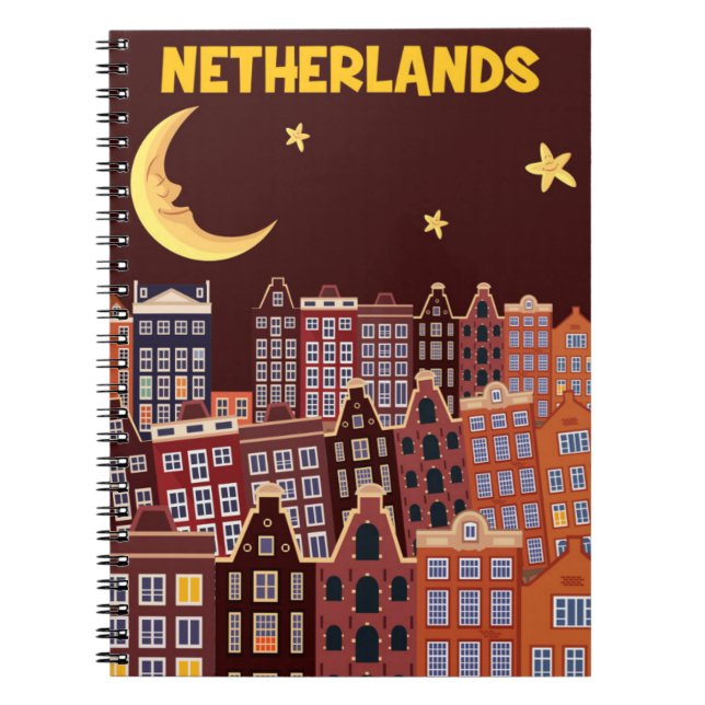 Caderno Espiral Os Países Baixos na noite (Frente)