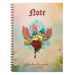 Caderno Espiral Os pássaros bonitos de bom humor.