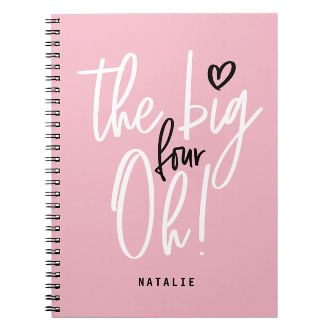 Caderno Espiral Os quatro grandes! cinza rosa-rosa-aniversário de  (Frente)