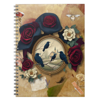 Caderno Espiral Os Quatro Ravens Com Rosas vermelhas
