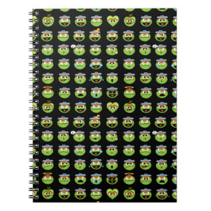 Caderno Espiral Oscar, o Grouch Emoji Pattern