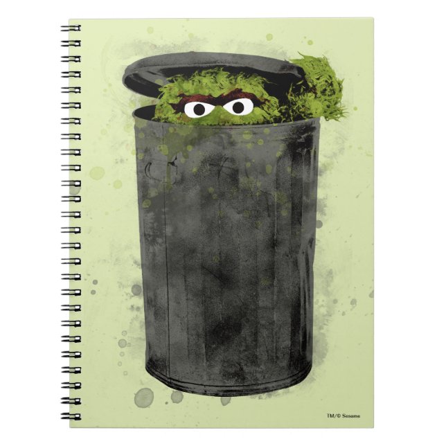 Caderno Espiral Oscar, o Grouch | Tendência da Aquarela (Frente)