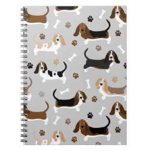 Caderno Espiral Ossos do Cachorro do Cachorro-Basset e Pedras