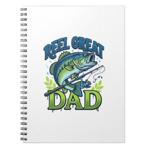 Caderno Espiral Ótimo Design Vetorial de Pesca de Robalo para Pai_
