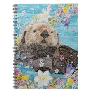 Caderno Espiral Otter Nadando nas Flores