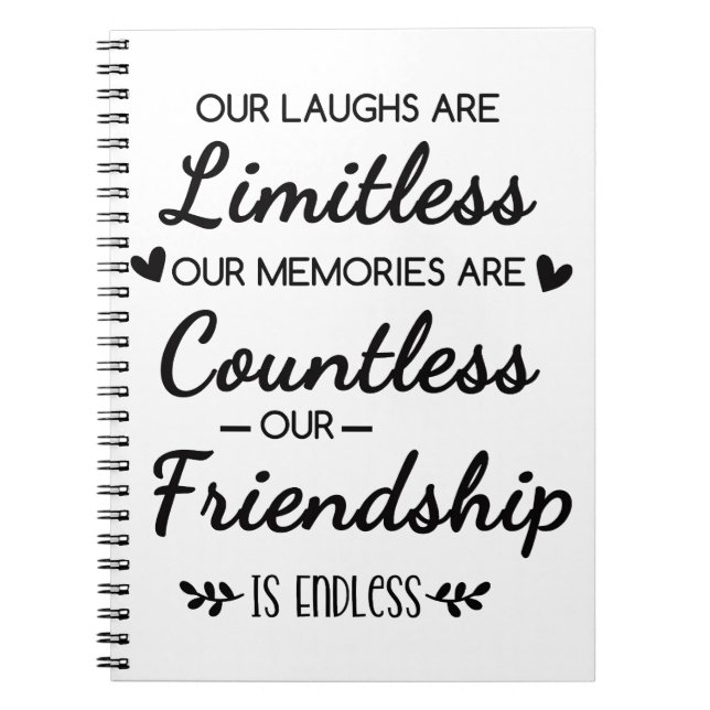 Caderno Espiral Our Laughs Are Limitless Friendship Quote (Frente)