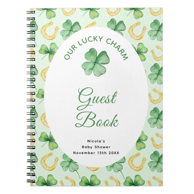 Caderno Espiral Our Lucky Charm St Patrick Baby Shower Guest Book (Frente)