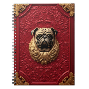 Caderno Espiral ouro 3d Pug