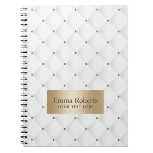 Caderno Espiral Ouro acolchoado luxo & branco de Moden