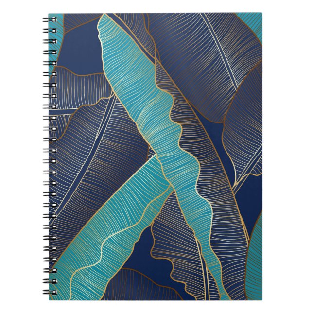 Caderno Espiral Ouro Banana Leaf: Padrão De Luxo. (Frente)