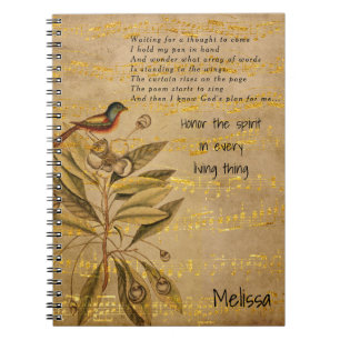 Caderno Espiral Ouro Birdsong em pergaminho