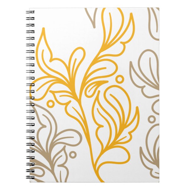 Caderno Espiral Ouro Boho Leaf Design (Frente)