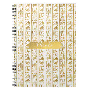 Caderno Espiral Ouro & Branco Egito Egípcio Glam Moderno Chic
