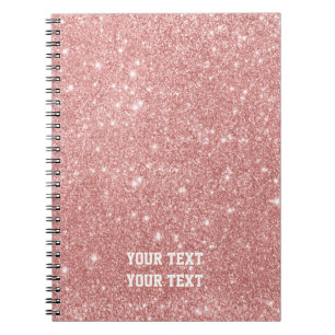 Caderno Espiral Ouro cor-de-rosa personalizado do brilho chique