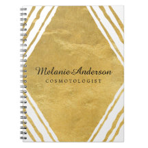 Ouro customizável e livro de nota branco