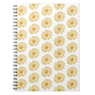 Caderno Espiral Ouro das margaridas amarelas do Impressão, padrão