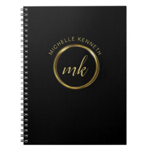 Caderno Espiral Ouro elegante monograma personalizado