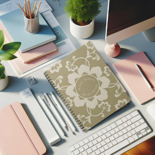 Caderno Espiral Ouro Elegante Vintage Ornamental Floral