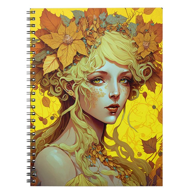 Caderno Espiral Ouro Elf Fairy Fae Fantasy Art (Frente)