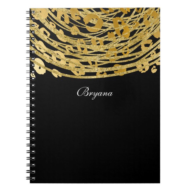 Caderno Espiral Ouro Glam Cheetah Impressão Exotic Animal Print (Frente)