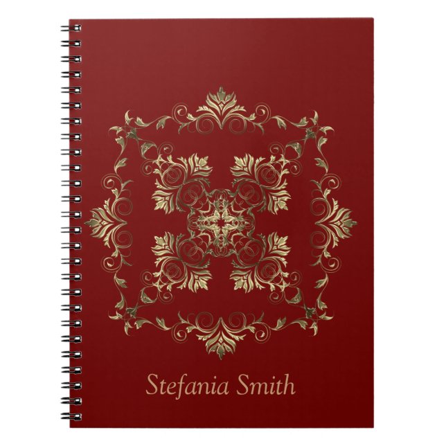 Caderno Espiral Ouro Gradiente de Estilo Barroco (Frente)
