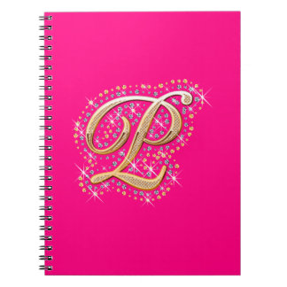 Caderno Espiral Ouro - Letra P - Notebook