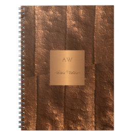 Caderno Espiral Ouro metálico de cobre, monograma exclusivo de lux
