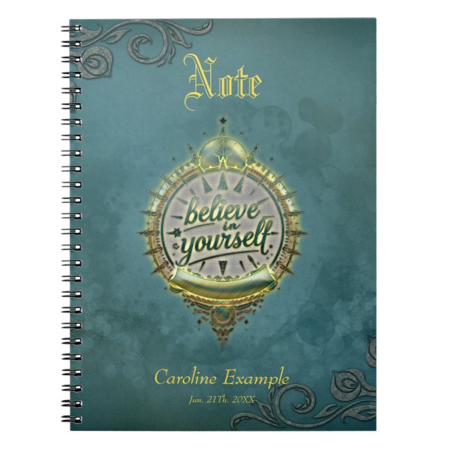 Caderno Espiral Ouro Paths Acredite em si mesmo. (Frente)