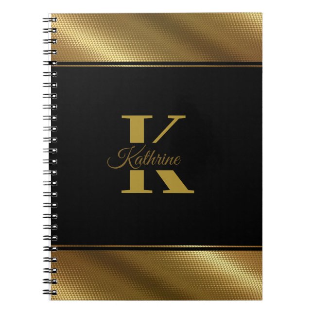 Caderno Espiral ouro personalizado monograma (Frente)