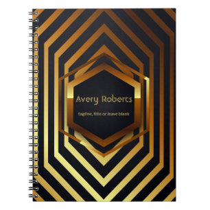 Caderno Espiral Ouro preto clássico Elegante geométrico Profession