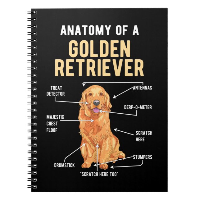 Caderno Espiral Ouro Retriever Anatomia Cão Engraçado (Frente)
