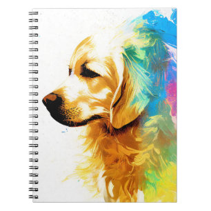 Caderno Espiral Ouro Retriever Cachorro Natureza Selvagem Pintura