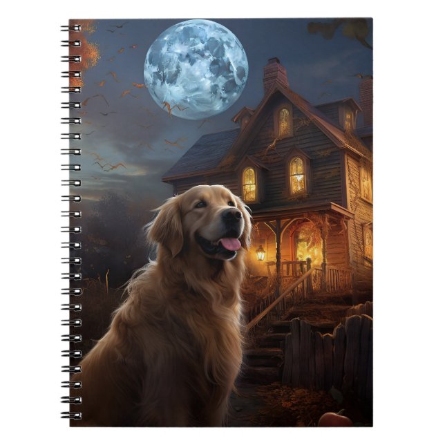 Caderno Espiral Ouro Retriever Halloween Ascariado (Frente)