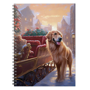 Caderno Espiral Ouro Retriever Natal Festivo