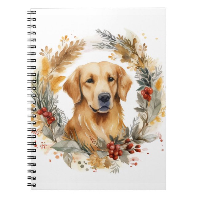 Caderno Espiral Ouro Retriever Rua De Natal Festivo (Frente)